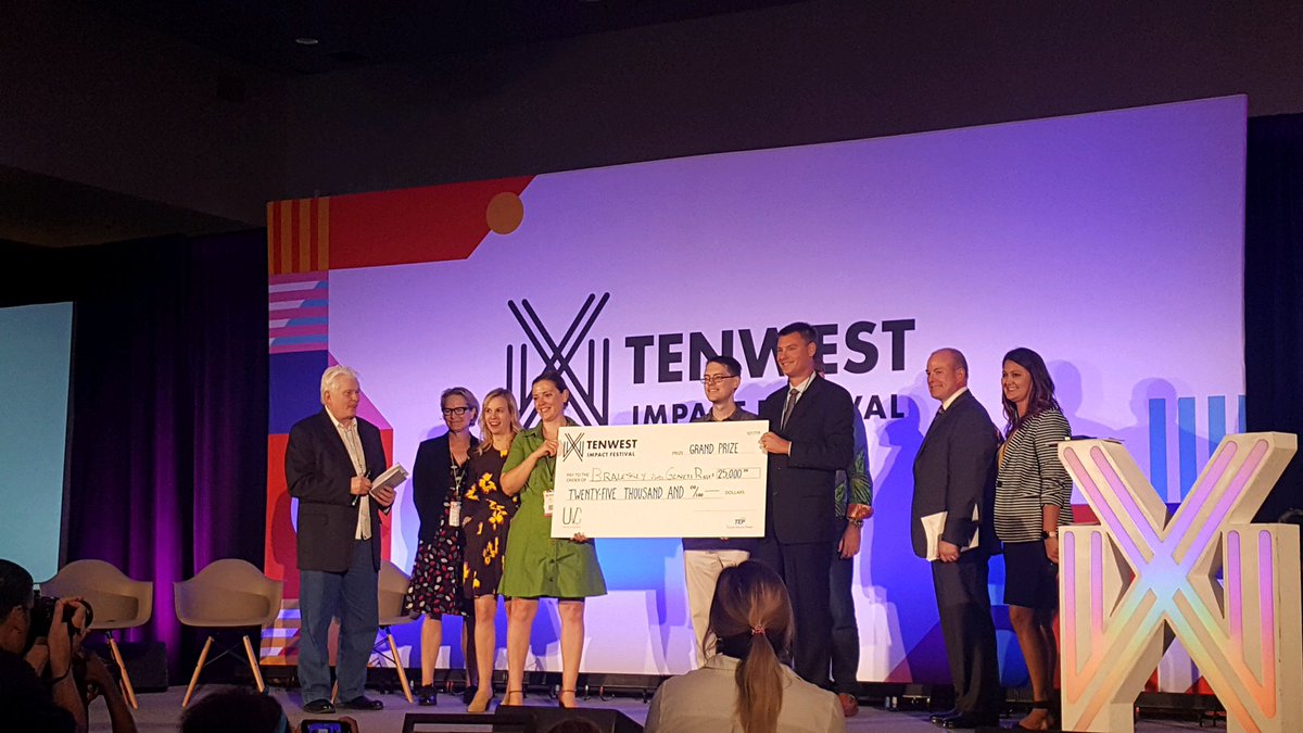 UAZInnovation's tweet photo. After several weeks of pitch practice provided by #UACInnovation, the @tenwestfest #IdeaFunding results are in! Congrats to @bralessly and @genetirate for winning the 2019 #IdeaFunding. https://t.co/oZhWwJg2hj