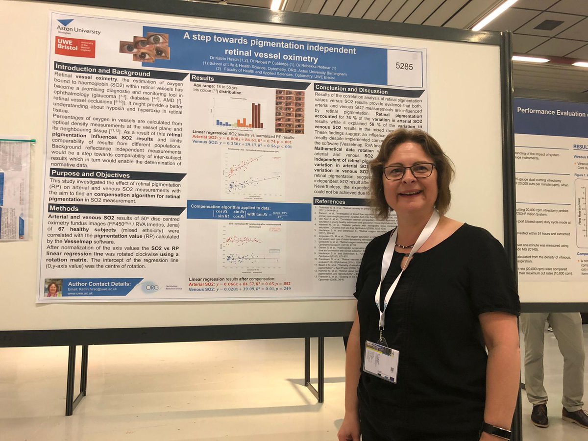 AstonOptometry's tweet photo. Our very own Katrin Hirsch is presenting data on pigmentation independent retinal vessel oximetry at #EVER2019 today 🌟 

#Research #Data @OptometryUwe https://t.co/9UnysgDh2F