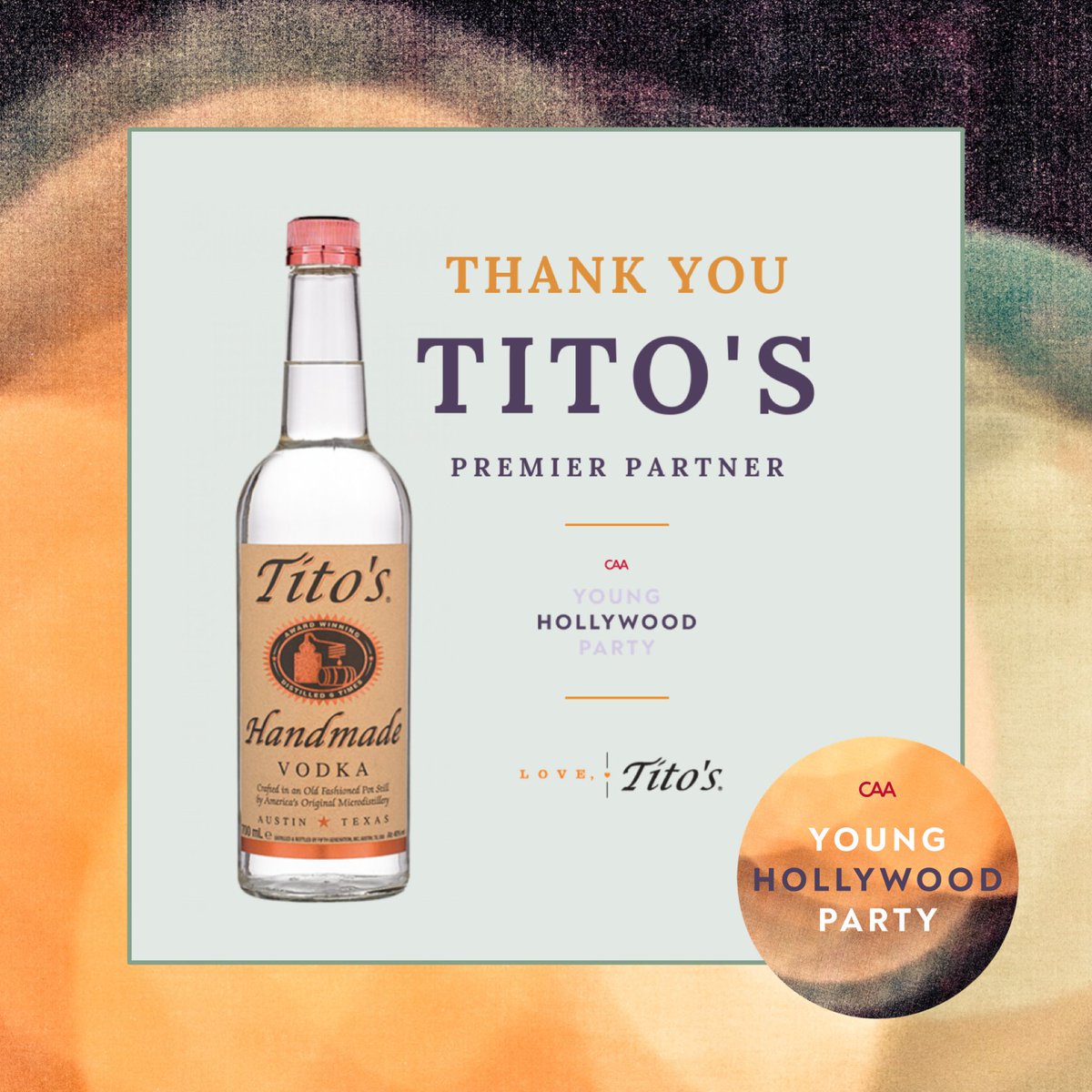 CAAImpact's tweet photo. Every year, the CAA Young Parties raise hundreds of thousands of dollars for our charity partners. We're so grateful to brand sponsors like Tito's, Davos Brands, and Winc Wines, whose generous contributions will help make tonight's #YoungHollywoodParty possible. #YHP2019 https://t.co/3hWKAMGuaI