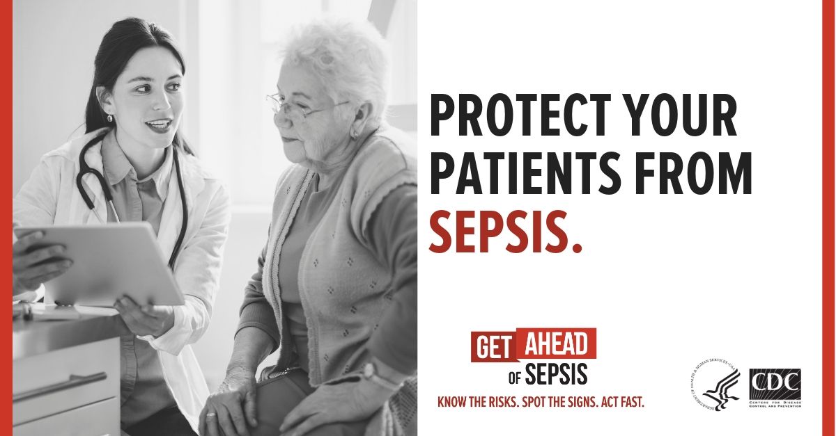 CDCDirector's tweet photo. HCPs: Infections put your patients at risk for #sepsis. Educate patients on ways they can prevent infections that can lead to sepsis. This includes good hygiene, taking good care of chronic conditions, &amp; ensuring they receive recommended vaccines. https://t.co/VhWUMTKP2Y https://t.co/SF23FCokii