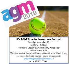 NC_Fastpitch's tweet photo. Nose Creek Softball Association AGM - Nov 19th at 6:30 PM https://t.co/hm6grP6dpp https://t.co/Jhe5YelM3w