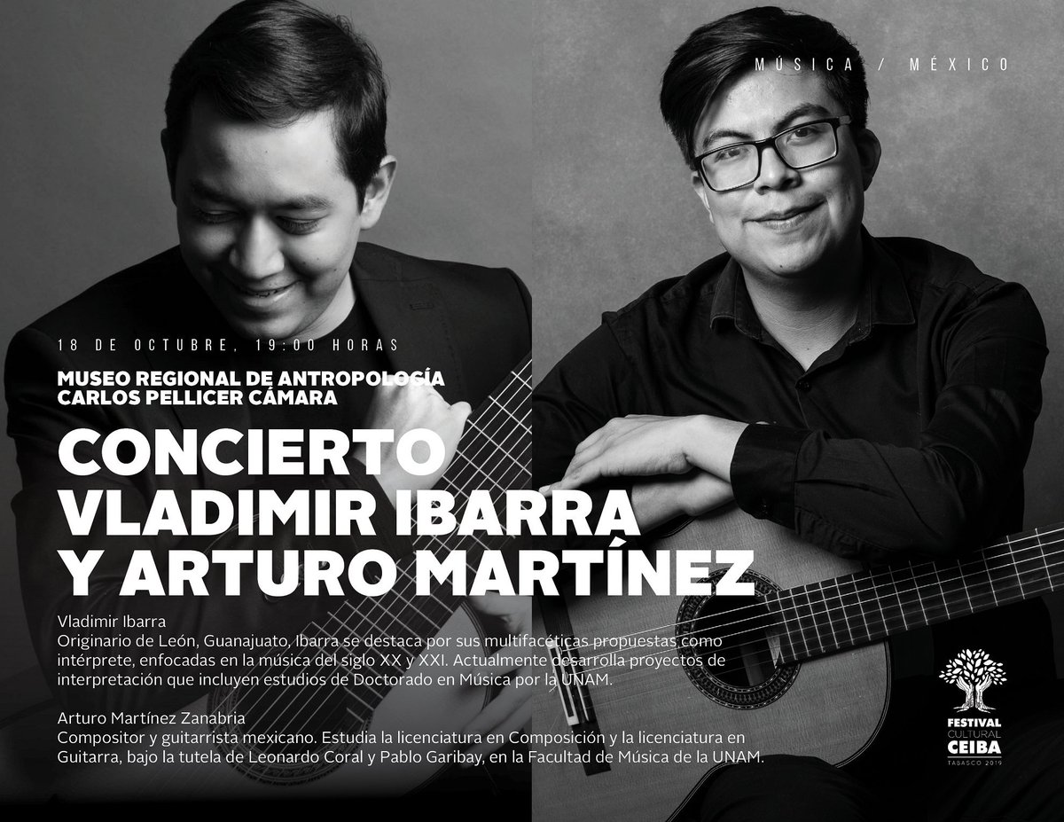 RedQuorum's tweet photo. Concierto de guitarra, a cargo de Vladimir Ibarra y Arturo Martínez Zanabria
🕕18:00 hrs
📍Museo Regional Carlos Pellicer Cámara

Proyeccción de la cinta “El ombligo Guie’dani”
🕔17:00 y 19:30 hrs
Museo Regional Carlos Pellicer Cámara

#LoViEnQuórum https://t.co/hbLwocMK9P