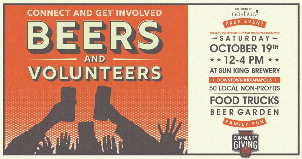 ConnerPrairie's tweet photo. Hey #Indy! Head downtown to @SunKingBrewing to attend Beers and Volunteers tomorrow from 12-4PM.
Meet and learn more about our organization and many other local non-profits!
Discover more: https://t.co/qqIrTJeIDI
#ConnerPrairie #DiscoverCP #CraftThatCares #SunKingBrewery https://t.co/7zIOwiJYjU