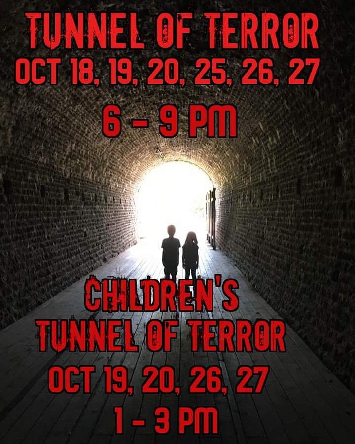 ENTER THE TUNNEL OF TERROR FROM THE NORTH END.  8 Brock Street in your GPS 😁

Lot's of Halloween shows out there, but there is only ONE Brockville Tunnel of Terror!!  That's half of a kilometer of frights with no exit doors along the way for any chickens.... 😁