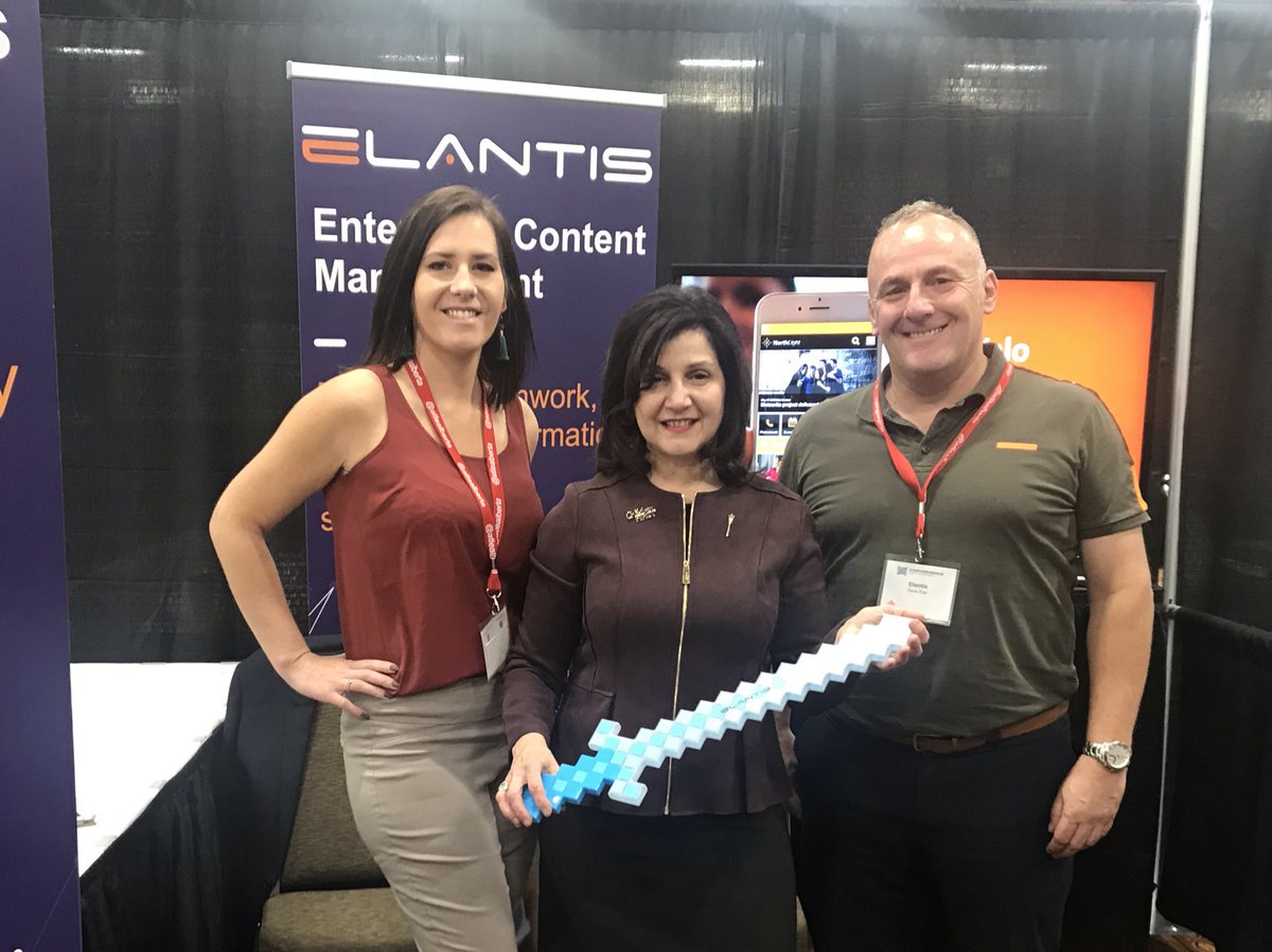 ElantisInc's tweet photo. Promoting technology in education at @ATLEalberta #convergence2019... and @AdrianaLaGrange stopped by to pick up some swag for Alberta Premier @jkenney! https://t.co/ZQDldPigFp
