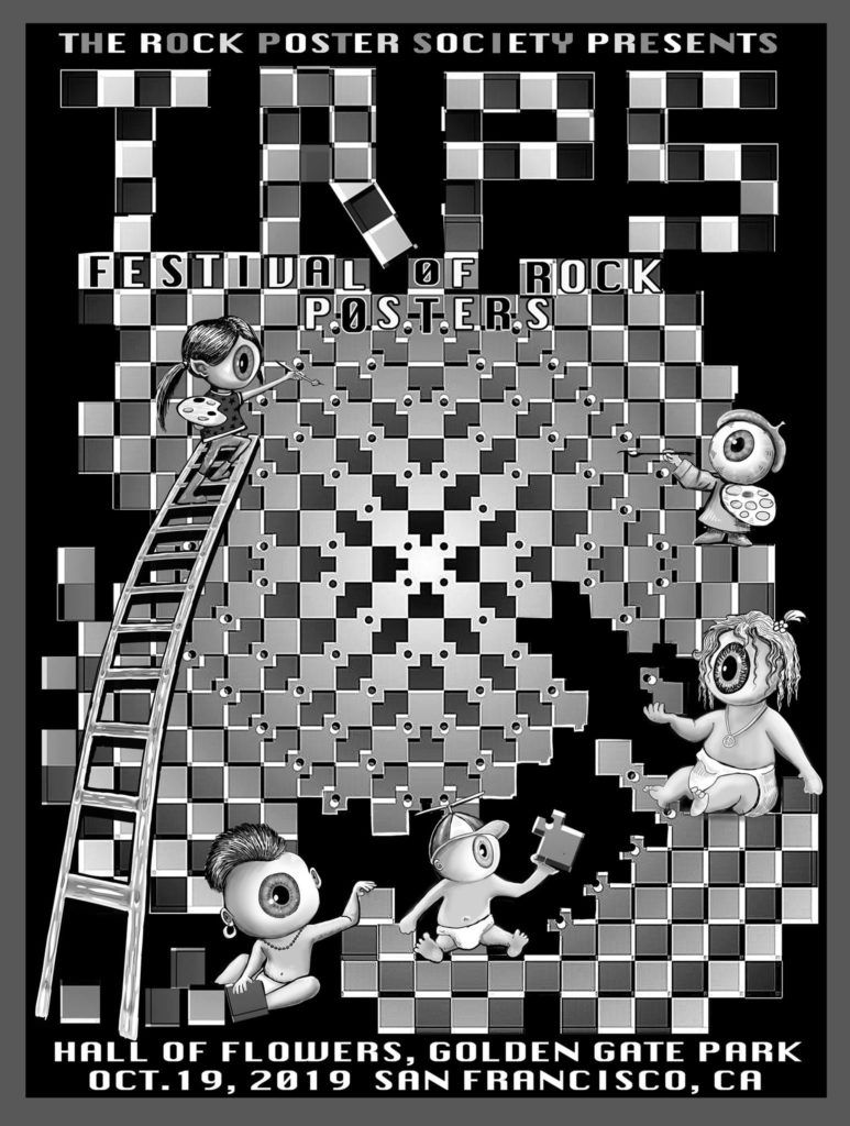 TRPSorg's tweet photo. This Saturday, October 19, 2019, The Rock Poster Society presents in San Francisco: Festival of Rock Posters at Hall of Flowers, Golden Gate Park 🖼 Get this poster by Mike Dubois at the event! https://t.co/PY1PGHMpFD #FORP2019 #MikeDubois https://t.co/U5DS7pbND3