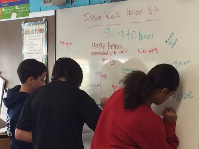 Our 8th graders did an awesome job creating an issue wall for our next journalism piece!