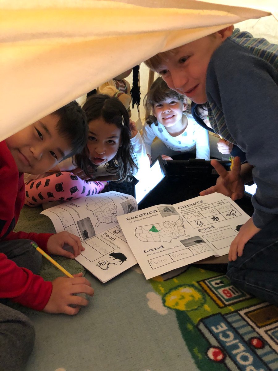 Second graders <a href="/MsDulla2ndgrade/">Laura Graham</a>  doing a Nearpod activity about Native Americans in the Lakota tribe, while sitting inside an actual teepee in the classroom! <a href="/AbingdonGIFT/">Abingdon APS</a>