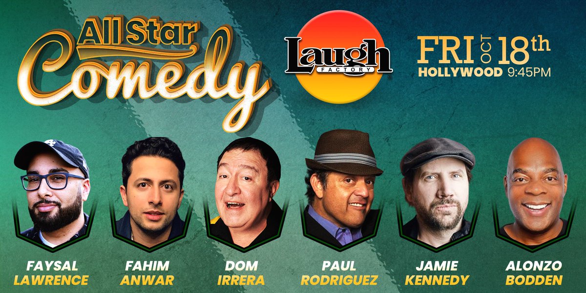 TheLaughFactory's tweet photo. Get your #FridayNight plans with us. Catch #standupcomedy by #LatinKingsofComedy 🌟 @ThePaulRod , #Scream 🌟 @JamieKennedy, #HeavyLightweight 🌟 @AlonzoBodden with @fahimanwar, @domirrera, and @Face_Law. Get your tickets before it's #SoldOut

Tix - https://t.co/5tBy7AyDme https://t.co/CZ9fVjgGTi