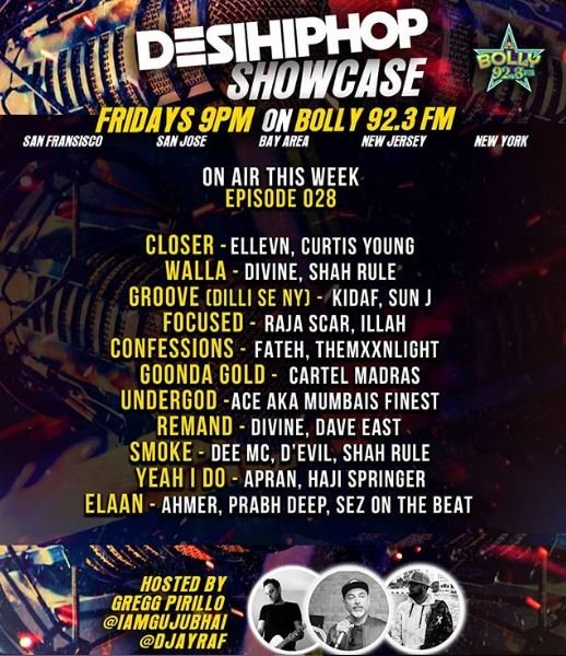Bolly923FM's tweet photo. We're back with @DesiHipHop Showcase tonight @ 9PM!
Talented artists from @iamellevn, #ShahRuLe, #SunJ, #Kidaf, #ILLAH, @inthemxxnlight, #CartelMadras, @mumbaisfinest, #DIVINE, #DeeMC, @sezonthebeat and more!
Listen on the app, on-air, or the website: https://t.co/pVmSghCNAa https://t.co/U8n3i62GKO