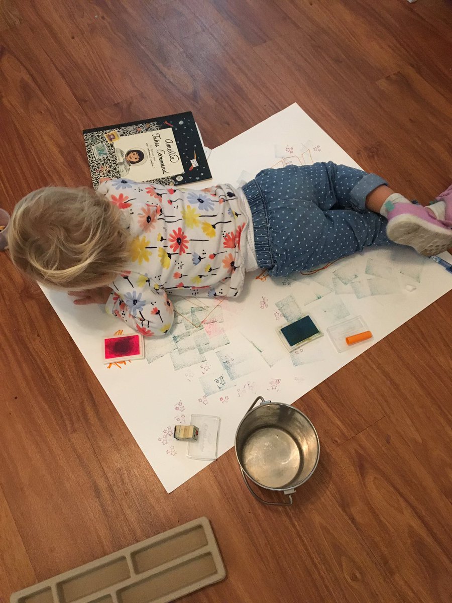 malfoster316's tweet photo. We looked at books, worked like scientists, and drew a space station (with astronaut bunnies) while watching the #AllWomanSpacewalk! https://t.co/LpzQlLihtQ
