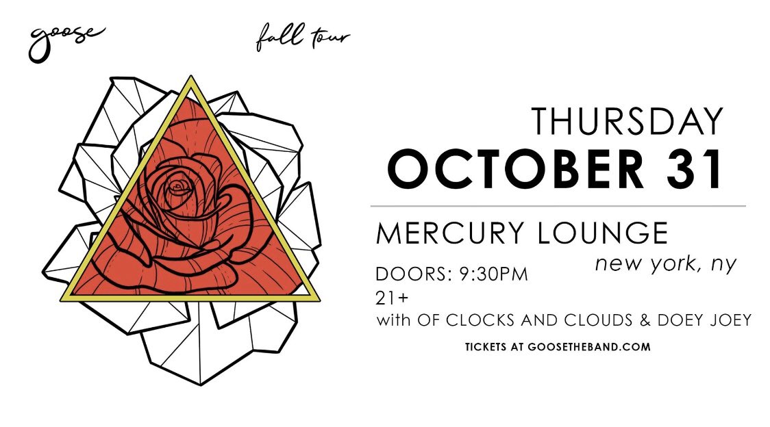 Our show w <a href="/goosetheband/">Goose</a> at <a href="/MercuryLoungeNY/">Mercury Lounge</a> is right around the corner. We are super excited to open for these talented dudes.