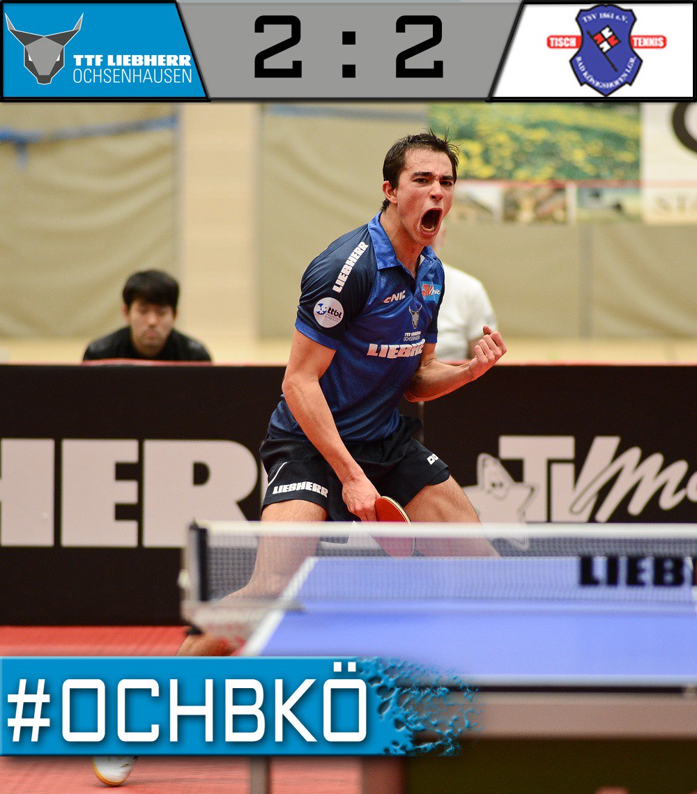 Starkes Spiel von <a href="/hugocalderano/">Hugo Calderano</a>
Er bringt mit seinem 3:0 gegen Bastian Steger den Ausgleich und das Schlussdoppel!
#OCHBKÖ #TTBL #OXcited #OxNation