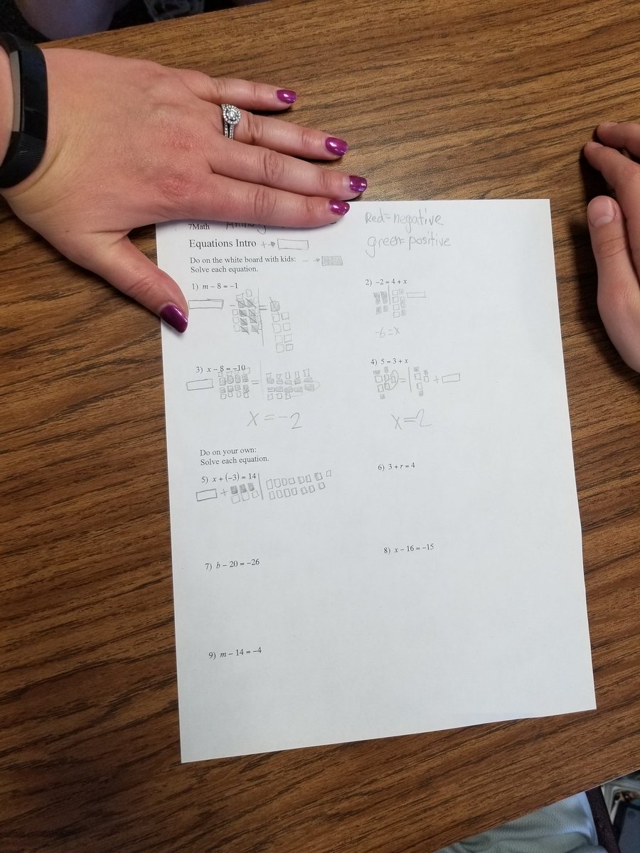 cms_deehr's tweet photo. More modeling one step equations!! #mathisfun @CMS_Trojans https://t.co/l6X5vCmzNO