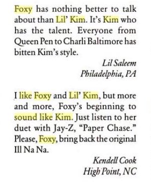 Fans/Media criticized Foxy Brown for “trying to sound like like Lil’ Kim”