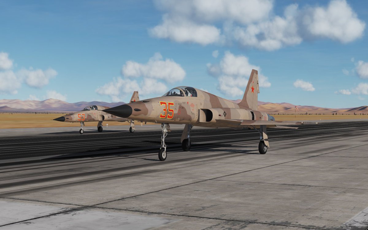 New to my DCS World hangar is the F-5E Tiger II. First flight doing a familiarization tour and this is pretty brilliant. Not at all difficult to operate coming from the Hornet, Harrier, Viper, and Tomcat. Great aircraft to fly around in!