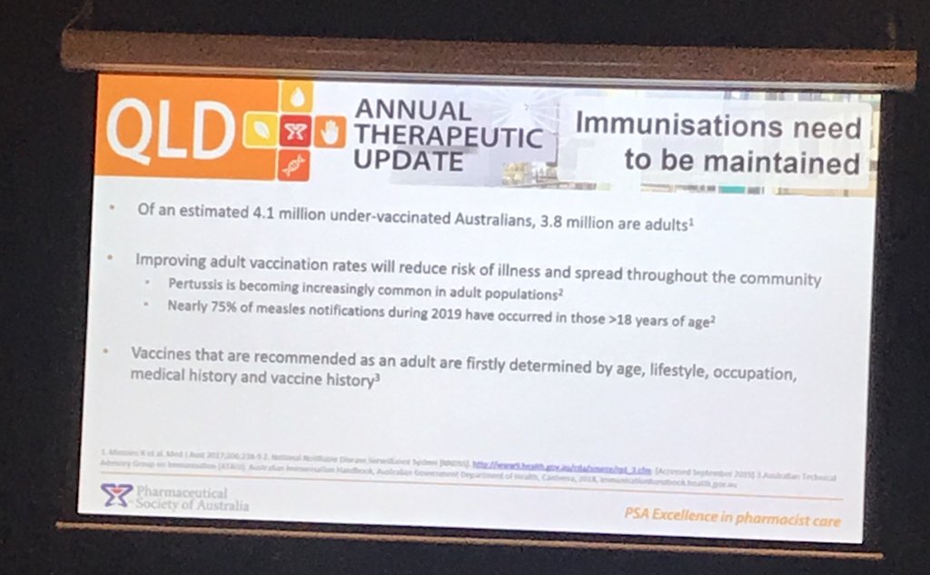 QPSA_Rx's tweet photo. Informative session on vaccination in adults and the role of pharmacists in boosting vaccination rates. Case studies on influenza, pertussis and measles, range of services and advice that can be provided #QLDATU19 https://t.co/msY9UPqoSi
