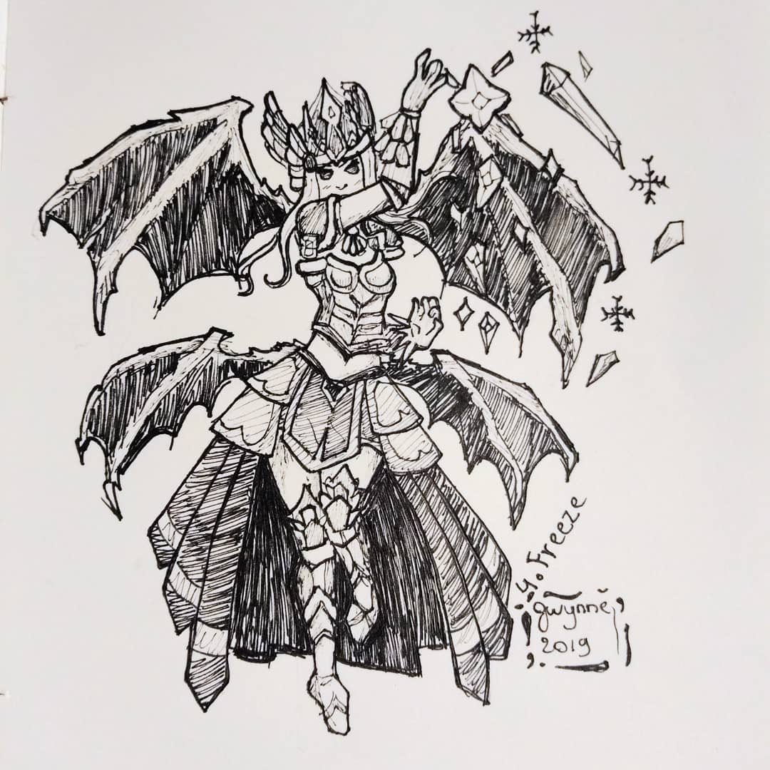 EverWingGame's tweet photo. ❄️Ice ice baby!❄️ Lucia fan art by gwynneo_art #everwing #fanartfriday #fanart #inktober #inktober2019 https://t.co/KUxH5lsTN5