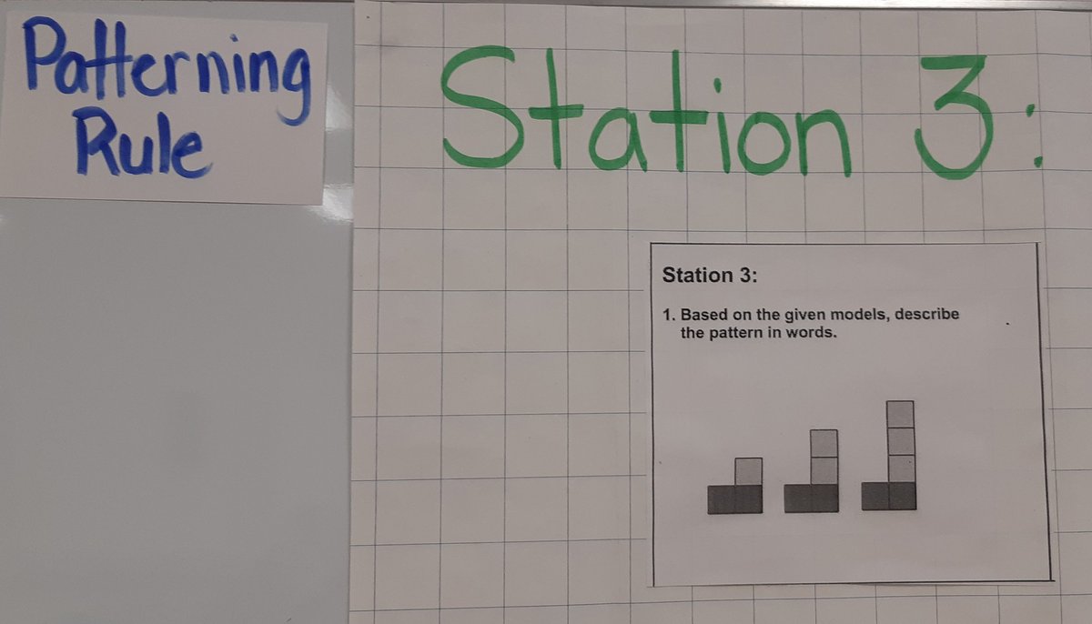 MmeHarrison1's tweet photo. Parents of 7/8H, have your child explain the 4 patterning models to you. Feel free to use these pictures and have them teach you how to represent a pattern 4 ways. #teachingislearningtwice #communicateyourthinking @belleriverbucs https://t.co/8Vc4Wja7Hi