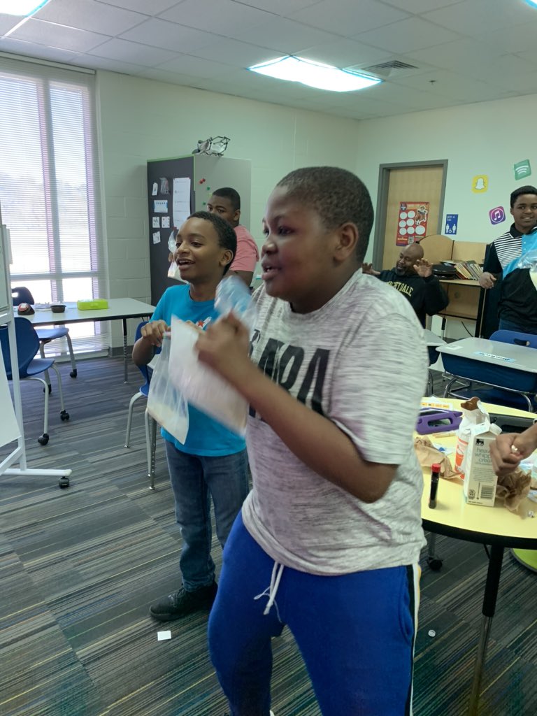 MrsBerned's tweet photo. Science fun Friday! We completed the scientific method to determine how long you need to shake a bag to make ice cream!!@RBMS_Maurer @n2yinc @RBMS_Principal @WCPSS_SES #middleschoolsciencefair #iscreamyouscreamweallscreamforicecream https://t.co/VjcyHWCUxu