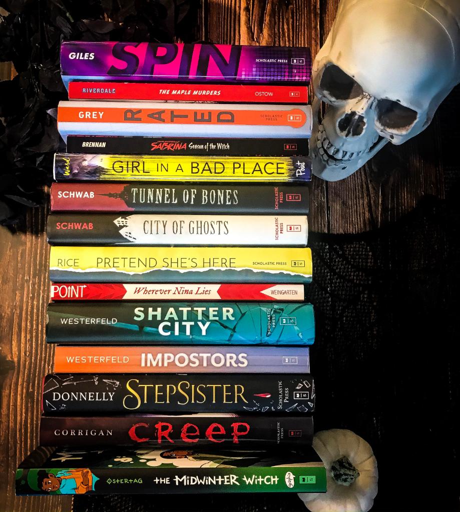 ireadya's tweet photo. BOO! 👻 HALLOWEEN GIVEAWAY ALERT! It's 13 days until Halloween, so we're kicking off #IscreamYA with a chance to win ALL these spine-tingling books. 💀

🎃 RT &amp; Follow for your chance to win! 🎃 

Full rules: https://t.co/bJGNmolg5i https://t.co/pmogak7qUT
