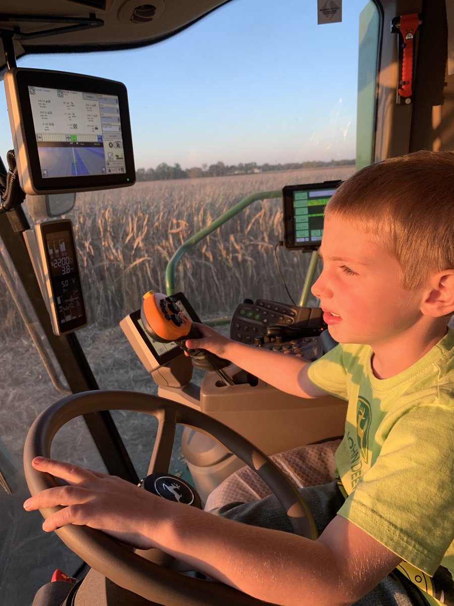 leecurbyfarms's tweet photo. First solo run in the “grown up seat” while Dad rides in the “kids seat” #farmkid #combinenap https://t.co/unDmSTH3Yy