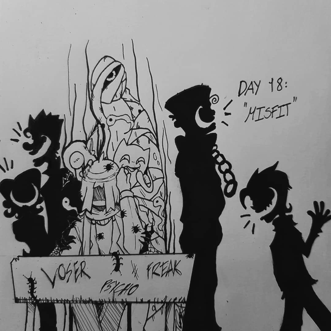 TimEweoya's tweet photo. DAY 18: "MISFIT"

Try as you might - in some places you just never fit in...

#inktober2019 #inktober #day18 #misfit #isolation #depressionart #mentalhealthawareness #MyGhostGF #readMGG https://t.co/Fh8Qjf1SWH