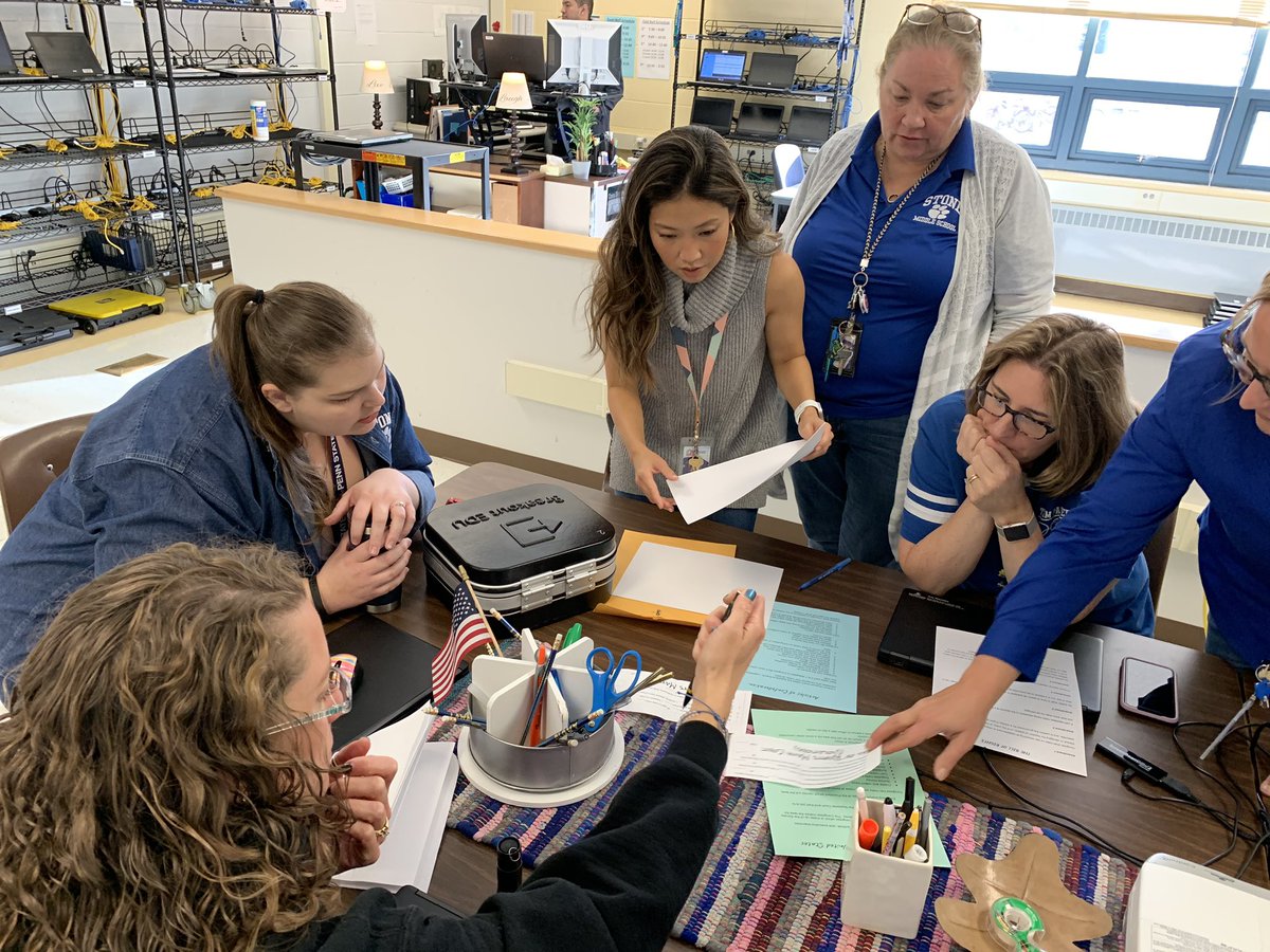 alison_costanza's tweet photo. @StonePanthers staff had fun participating in a @breakoutEDU today for Panther PD! So many laughs, connections, engagement strategies and POG skills discussed! #webrokeout #fcpspog https://t.co/j8rWBv3JT8