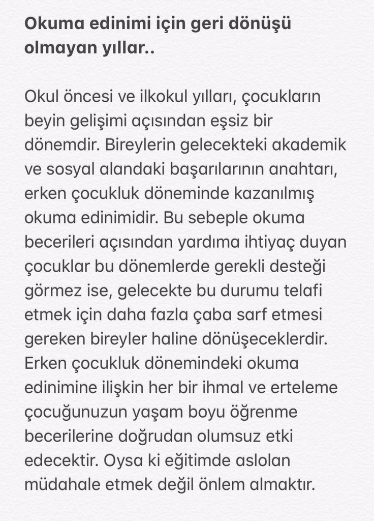 MBastugg's tweet photo. Okuma edinimi için erken okul yılları önemli! https://t.co/xrwYjOzXRS