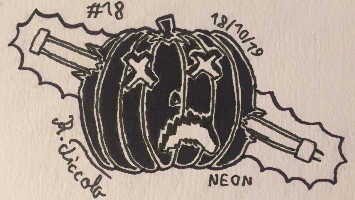 RPI_Design's tweet image. This is my eighteenth day of Inktober: The prompt was "Neon”

#neon #pumpkin #October2019 #Inktober #Inktober2019 #Inktoberday18 #ink #draw #cartoon #traditionalart #Halloween #halloween2019
#funny #joke