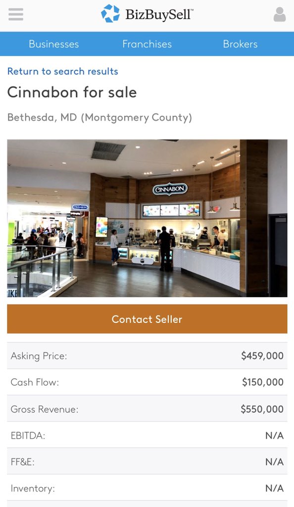 TheMoCoShow's tweet photo. The new Cinnabon in Montgomery Mall is up for sale for $459K

https://t.co/8ti31nuoa9 https://t.co/iEIhfHXqz8