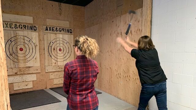When you've got an axe to grind about who's the better axe thrower...take it to Axe &amp; Grind Nanaimo. A ridiculously fun and axe-cident free event with #TeamAlair!