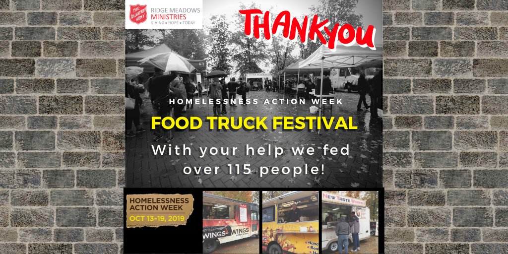 TSARidgeMeadows's tweet photo. Thank you everyone that braved the poor weather to join us for lunch yesterday! With your help we were able to feed 115 people!
#howIcare #givehopetoday #foodtruckfestival #mapleridge #pittmeadows #salvationarmy #wingsfoodtruck #tntwraps #BigRedsPoutine https://t.co/5vOG2OByyr