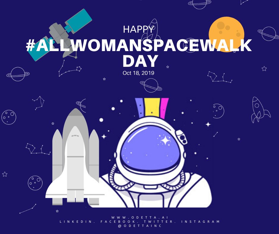 OdettaInc's tweet photo. Happy #AllWomanSpacewalk Day!! 👩‍🚀💫

#TeamOdetta is sending out a thank you across the years to all the amazing women who have advanced @NASA’s remarkable mission! #WomenInSTEM 👩🏾‍🔬👩🏿‍💻👷🏻‍♀️👩🏽‍✈️👩🏻‍🚀

#WomenofNASA
#WomenInScience #odettainc #girlpower https://t.co/6ZAMbWWRVY