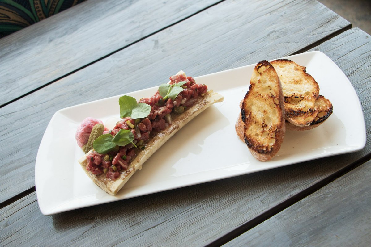 BarrymoreLV's tweet photo. Savor the weekend with our Roasted Bone Marrow Topped with Filet Mignon Steak Tartare paired with Baguette Toast grilled to perfection and house pickled vegetables. https://t.co/IjE8MXdRS7