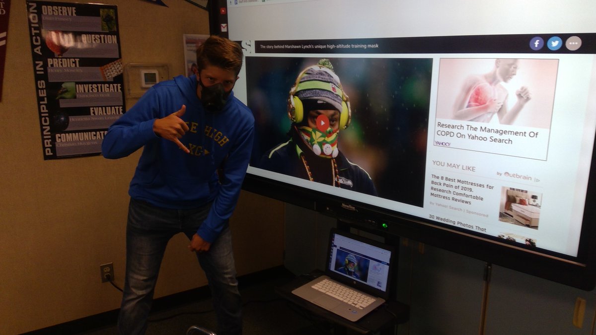 n_beddes's tweet photo. And now students are investigating the effects of exercise at high altitude using high altitude training masks like Marshawn Lynch! #BioWithBeddes https://t.co/8b9Ke93Sob