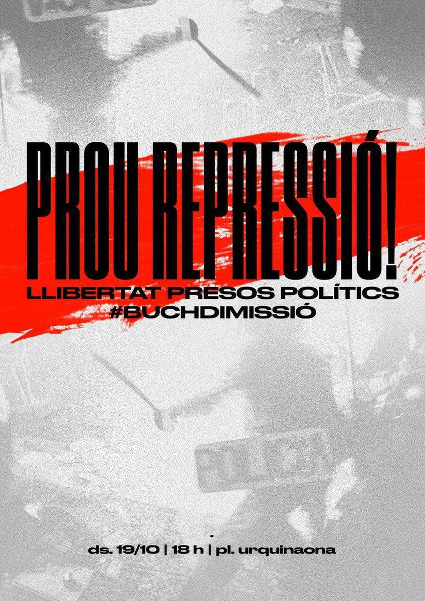 cuplhospitalet's tweet photo. 🔴 DEMÀ MANIFESTACIÓ | En solidaritat amb les empresonades i les centenars de ferides i per denunciar la repressió ✊

#BuchDimissió
#SpainIsAFascitEstate

📅 Dissabte 19
⏰18h
📍 Plaça Urquinaona https://t.co/23tPmN5T2S