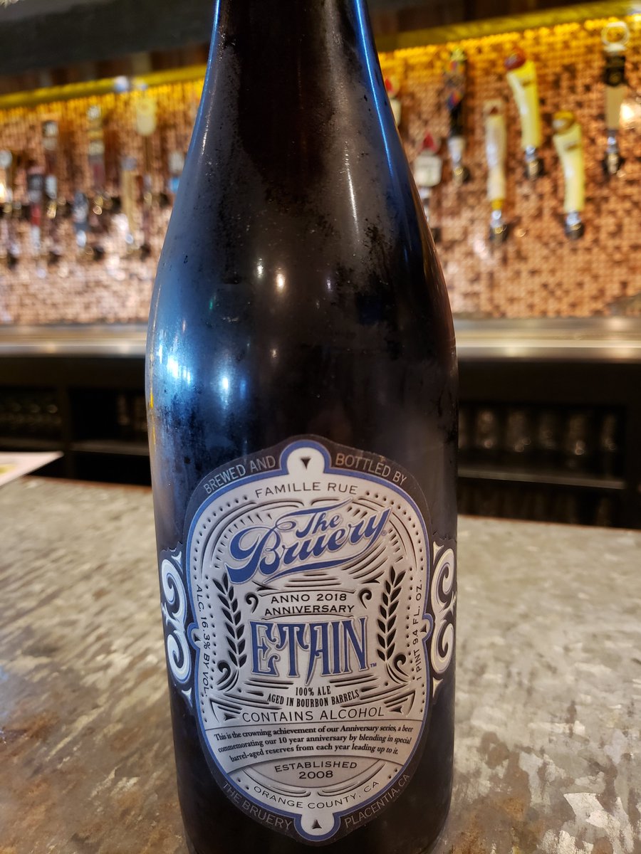 Just landed! The Bruery Etain. A 16.3% old ale brewed for their 10th anniversary. Notes of caramel sweetness and toffee, with just a hint of hop bitterness. Perfect for the cooler weather!