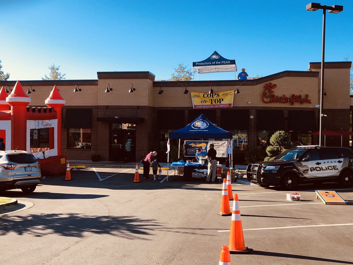 The fun is in full swing until 7:00 tonight at <a href="/apexcfa/">Chick-fil-A of Apex</a>. We are so close to our $5,500 goal for <a href="/SONorthCarolina/">Special Olympics North Carolina</a> and <a href="/LETRforSO/">LETR</a>. There’s still time to come out and join us. <a href="/ApexPolice/">Apex Police Department</a>