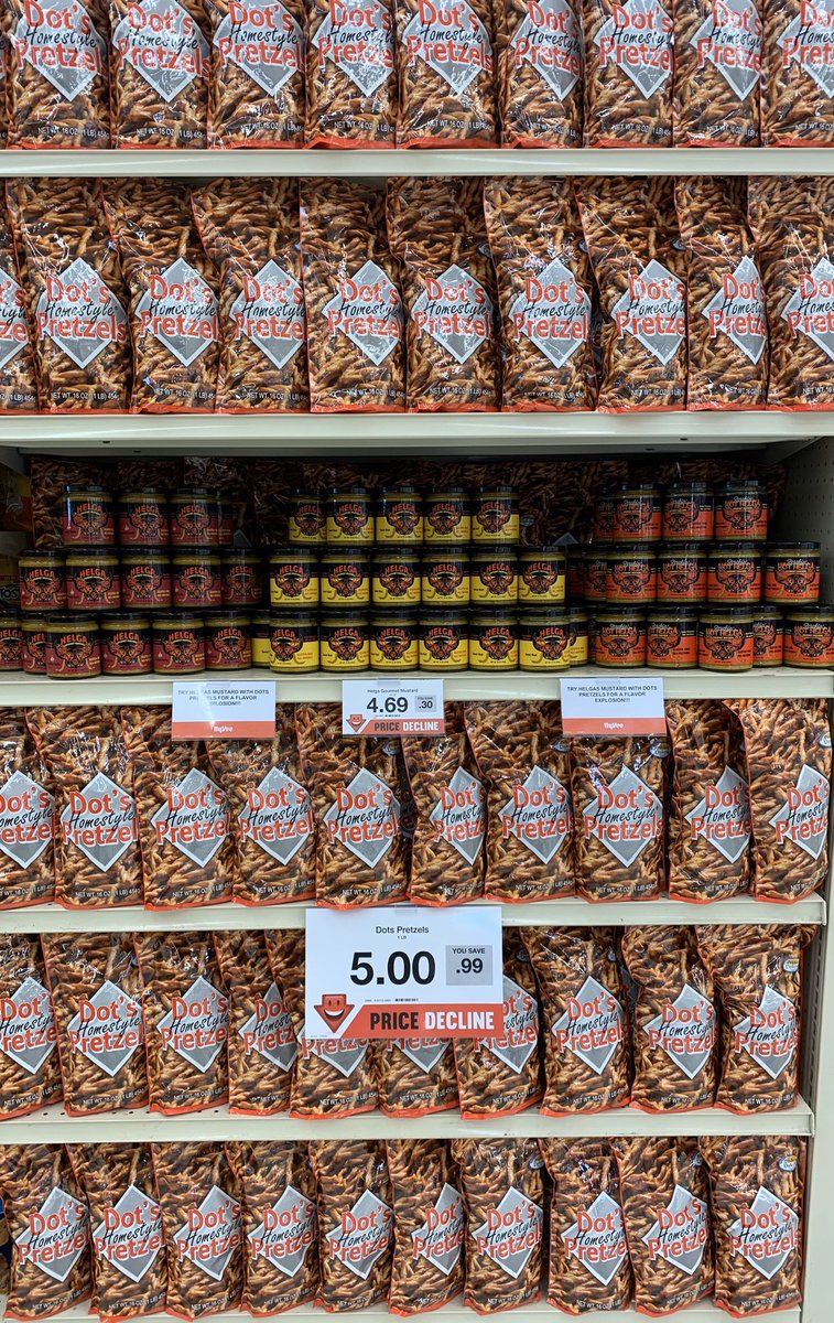 HelgaMustard's tweet photo. *NEW END CAP ALERT*
Get over to Hy-Vee and pick up your favorite Helga Gourmet Mustard ON SALE along with a 1 lb bag of @dotspretzels also ON SALE

ONLY AT YOUR LOCAL Hy-Vee at 119th and Ridgeview in Olathe, Ks! https://t.co/bKDCVO7jZ1