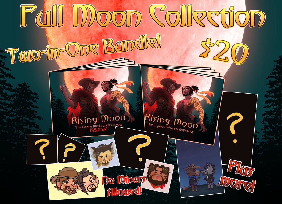 LochZineStudio's tweet photo. Rising Moon pre-orders are officially OPEN!!

From October 18th to November 22nd, you can pre-order your choice of #fanzine &amp; merch bundle over at our store: https://t.co/A3lDsVMnPK

RTs and boosts are most appreciated!

#McHanzo #Werewolf #Overwatch #preorder https://t.co/U4BJyt2UUH