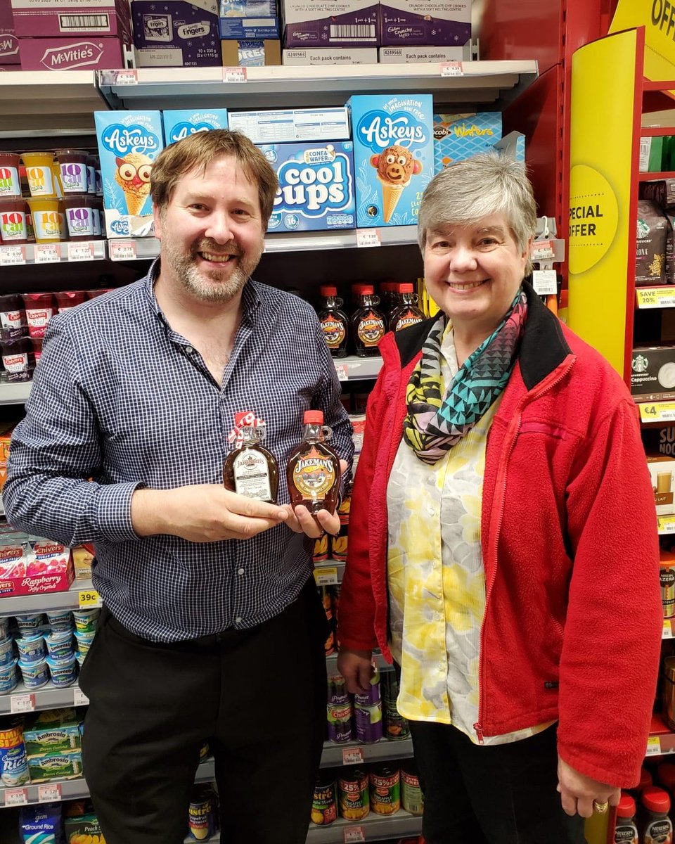 jakemanmaple's tweet photo. We had a wonderful time in Ireland last weekend visiting some of our long-time customers. Here is Mary with Vincent Hughes from Supervalu Grocery!
#jakemansmaple #internation #canadianmaple #maplesyrup #canadian #travel #syrup #ireland #supervalu #grocery https://t.co/QwTBAzWixo