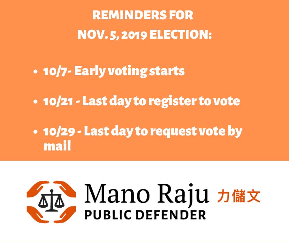 VoteManoSF's tweet photo. San Francisco, are you ready to vote?! This Mon. 10/21 is the last day to register to vote for the Nov 5th election. 

#votemano #sfpublicdefenders #sanfracisco #GOTV https://t.co/j2sBx1AqnI