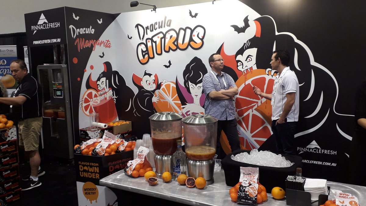 mattfruitnet's tweet photo. The team at Pinnacle Fresh are capitalising on the power of branding with Australian-grown blood oranges in the US. Their Dracula label is proving popular across the country, particularly around Halloween. Read more in @produceplus Summer #pmafreshsummit https://t.co/B1iuAqgZia