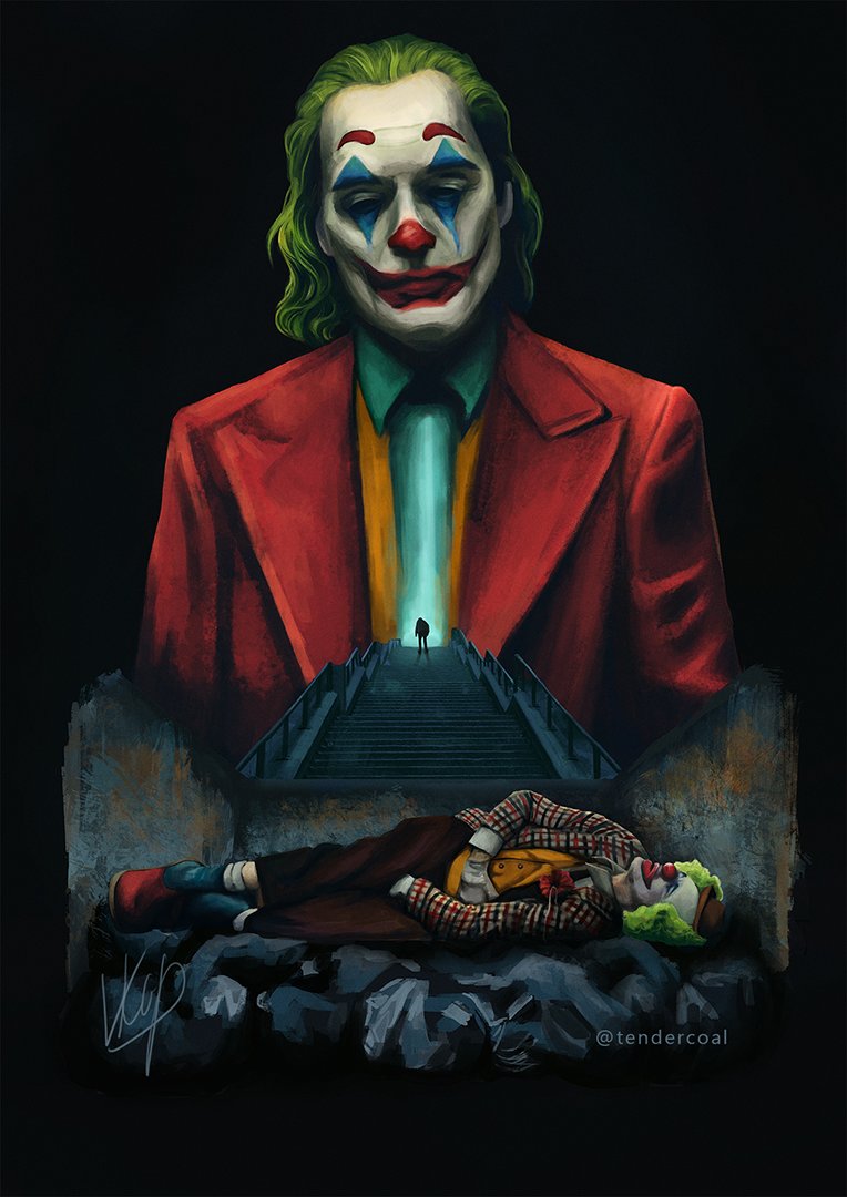 tendercoal's tweet photo. Digital painting
#Joker #art #joaquinphoenix #arthurfleck #jokermovie2019 https://t.co/7p43GscwfZ