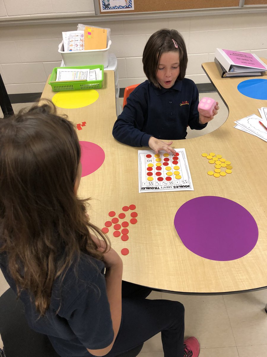 Miss_HAnderson's tweet image. Today we were working on our Double Facts knowledge through a new game - “Doubles Aren’t Trouble”. #partnerwork #doubleit #learningthroughgames #math @stpetersmilton @HCDSB