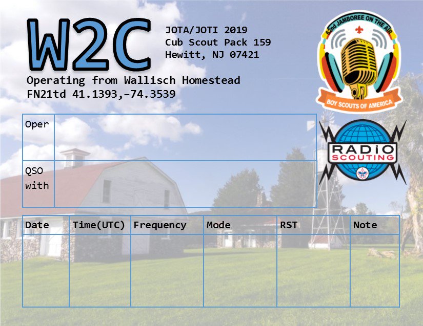 MyFunDad's tweet photo. JOTA Alert! We are activating W2C 10/19/2019 1100 to 1400 ET at Hewitt NJ. I designed and printed on cardstock these custom QSL crd. #jotajoti #hamr #fundad #hamdad #scoutdad #cubscouts #scoutsbsa #familyscouting #parenting #stemdad #stemforkids #stemradio #radiodad #scoutradio https://t.co/03UZAYgHN2