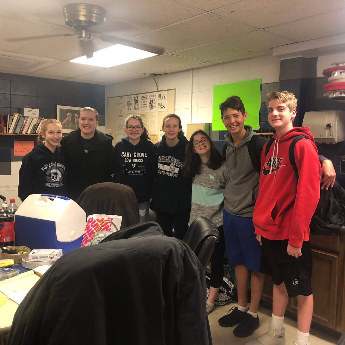 Steph_Sukow's tweet photo. #CGSpark decked out the custodial staff office today to thank them for the amazing work they do every day for our school. Thanks to our custodians for making CG an awesome place to be! #WeBeCG #WeBeKind @CGmrsmcknight https://t.co/4ClCX1fpFz