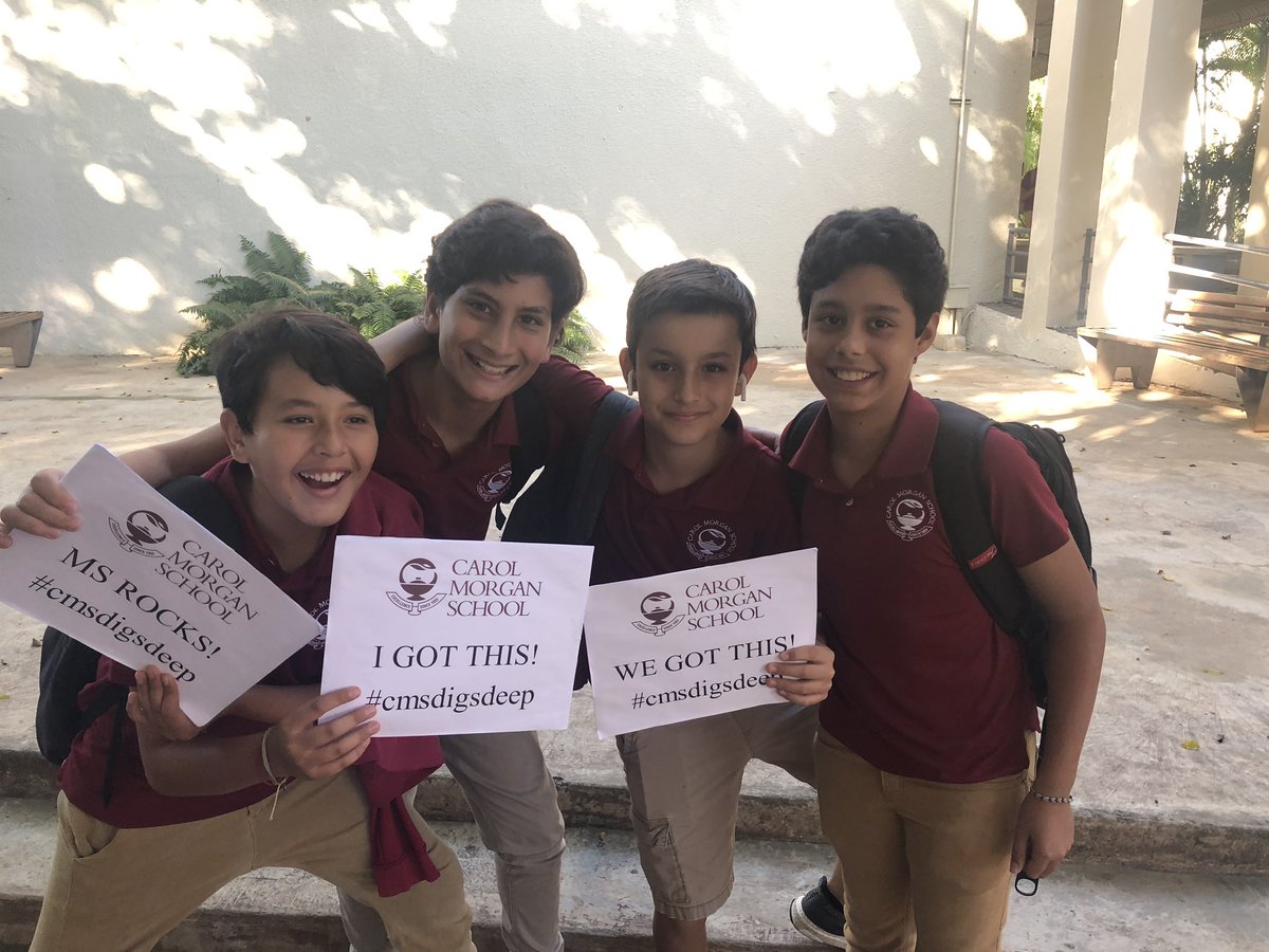 TedOCschool's tweet photo. Last week I wasn’t here for #PositiveSignThursday on Friday. So these girls made a sign and took a pic anyway! So proud! They shared with me today and today was another awesome #positivesignfriday in the DR! #cmsdigsdeep #JoyfulLeaders @casehighprinc @MGeoghegan22 @CMSSharks https://t.co/BSLgwKIwHl