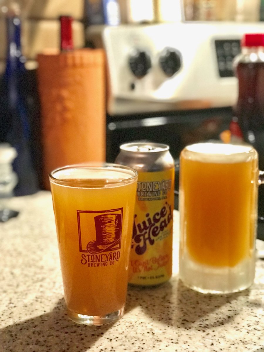 JUSTwIN24's tweet photo. Starting off the weekend right. Thanks for the @Stoneyardbrew glasses perfect for a tall glass of juice head. https://t.co/ubqDd5xWmC